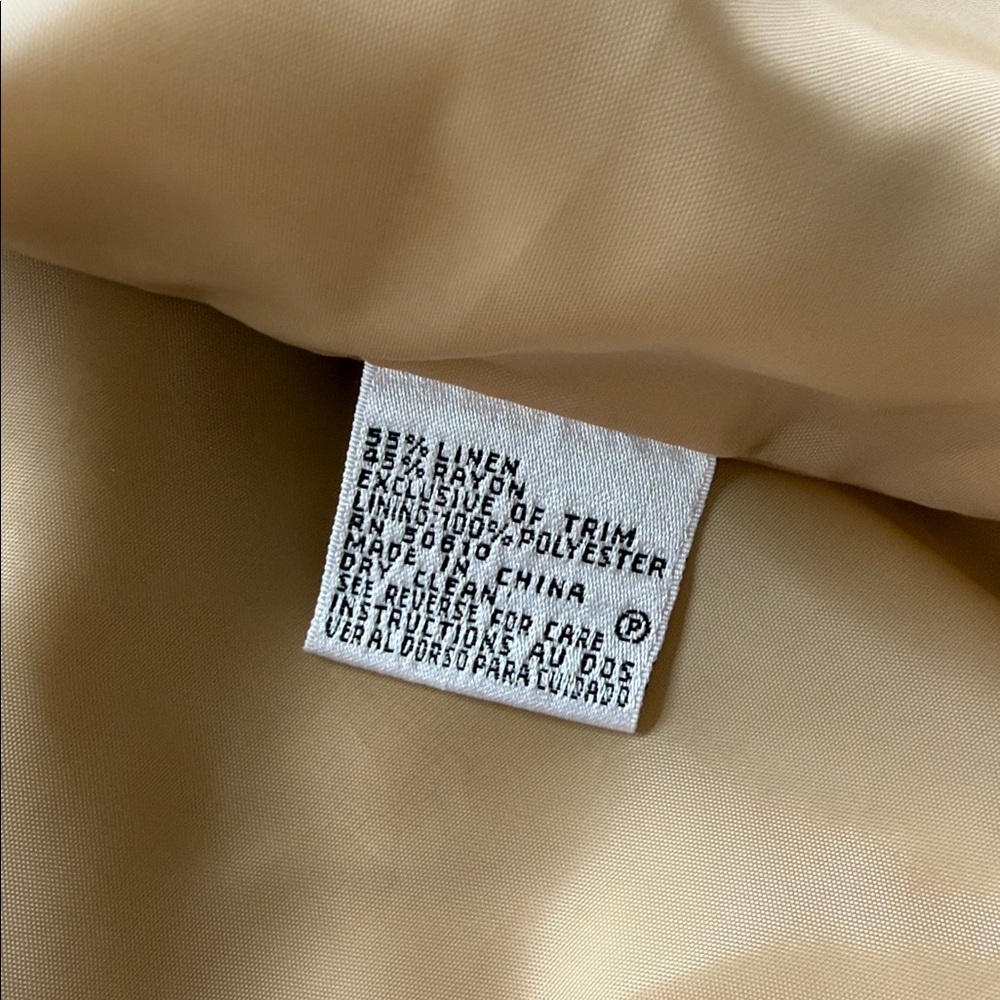 NWT Le Suit 3Pc Suit Elegant Tan Linen Blend Jacket Tank & Pants Sz 16W - Picture 7 of 16